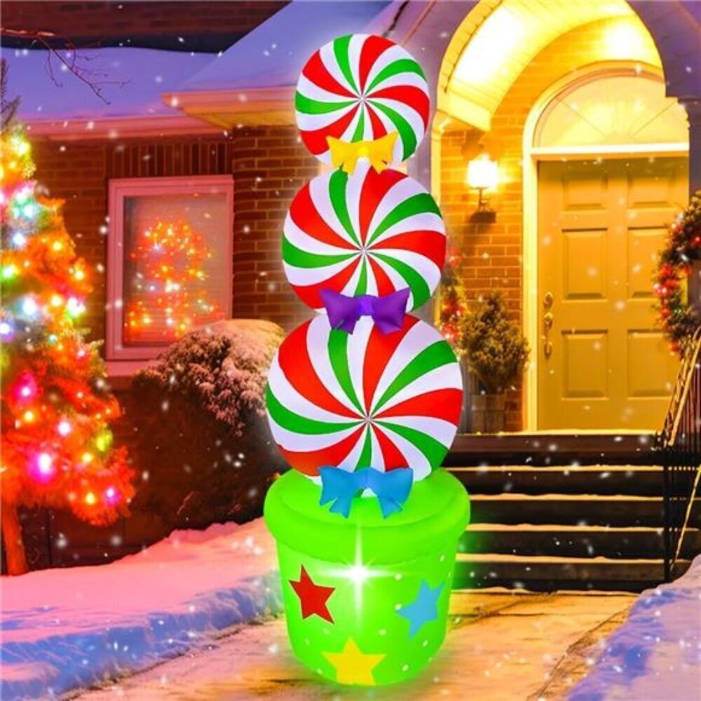 Candy Cane 6FT Christmas Inflatable Yard Decoration LED Light